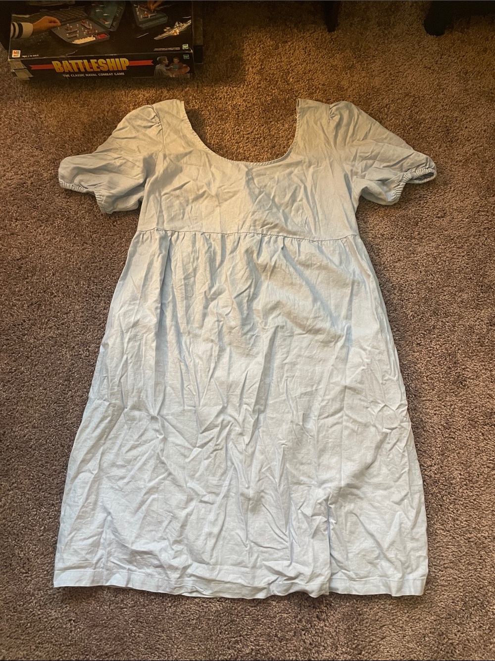 Light Blue Puff Sleeve Women's Dress (maternity)